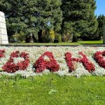 IDAHO spelled out in flowers